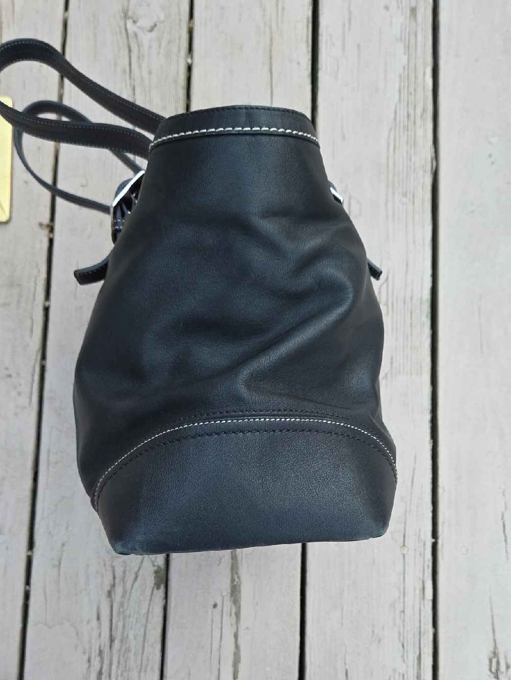 Coach Y2k 2008 F12609 Black Leather Tote Bag with Contrast Stitching - Picture 11 of 16